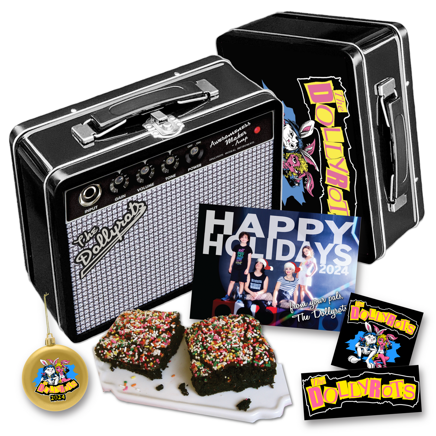 Turn It To Eleven / Melting Happy Face Retro Lunchbox, Holiday Card, Ornament, Stickers & Homemade Brownies from Kelly's Kitchen