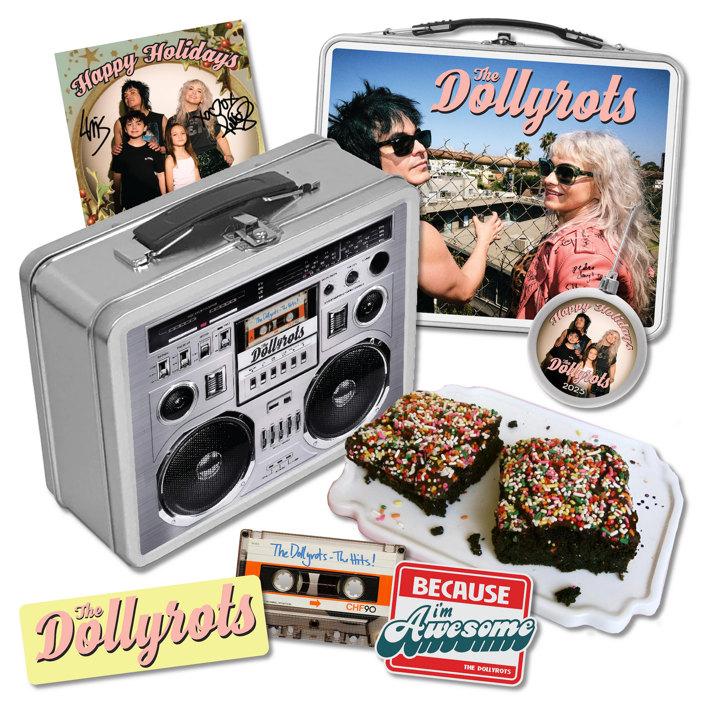 BOOM Box Retro Lunchbox, Holiday Card, Ornament, Stickers & Homemade Brownies from Kelly's Kitchen