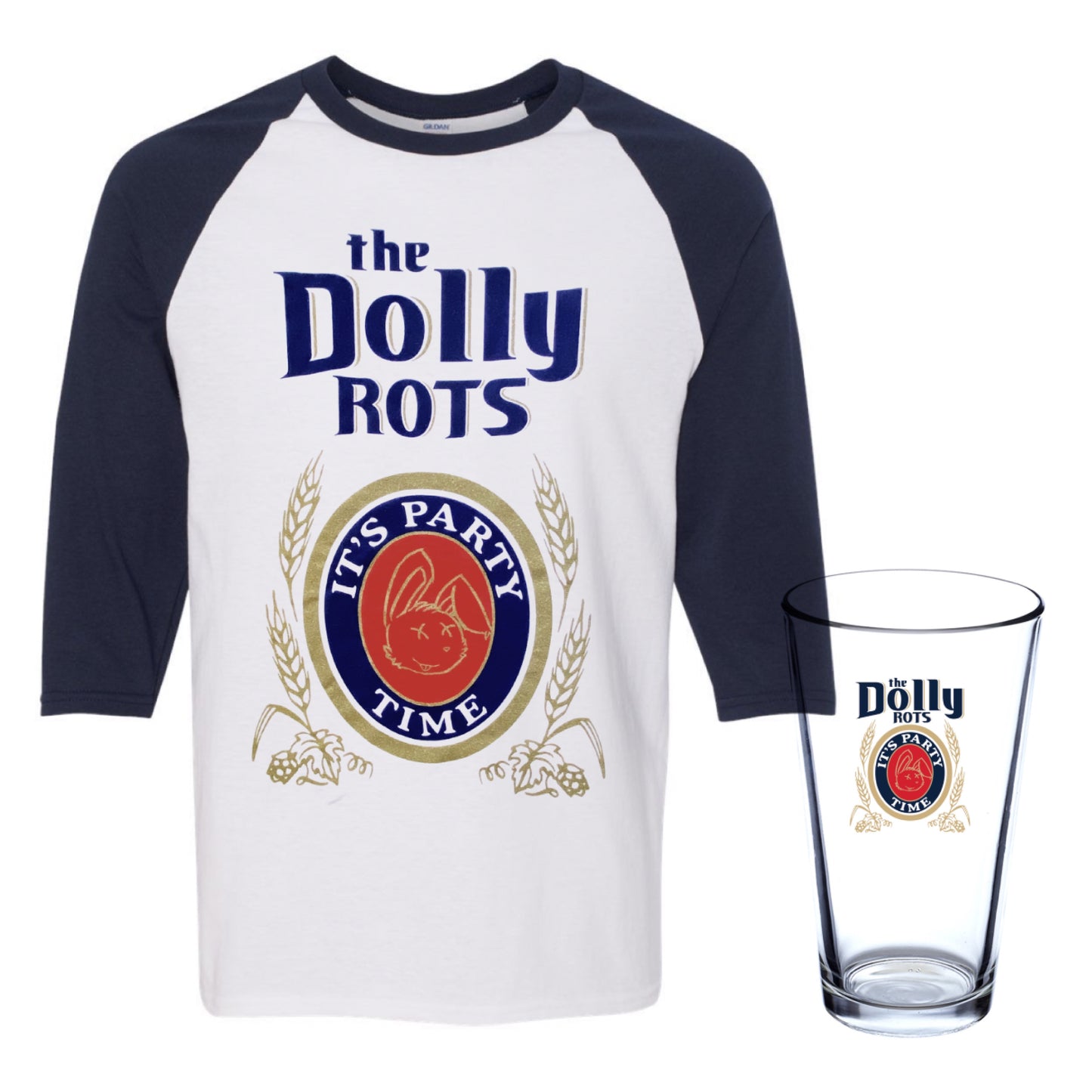 Party Time Baseball Tee and Pint Glass